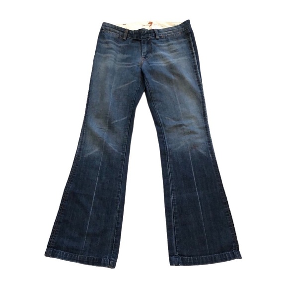 7 For All Mankind Womens Flare Jeans Sz 29 Denim Western Mid Rise Casual - Picture 1 of 10